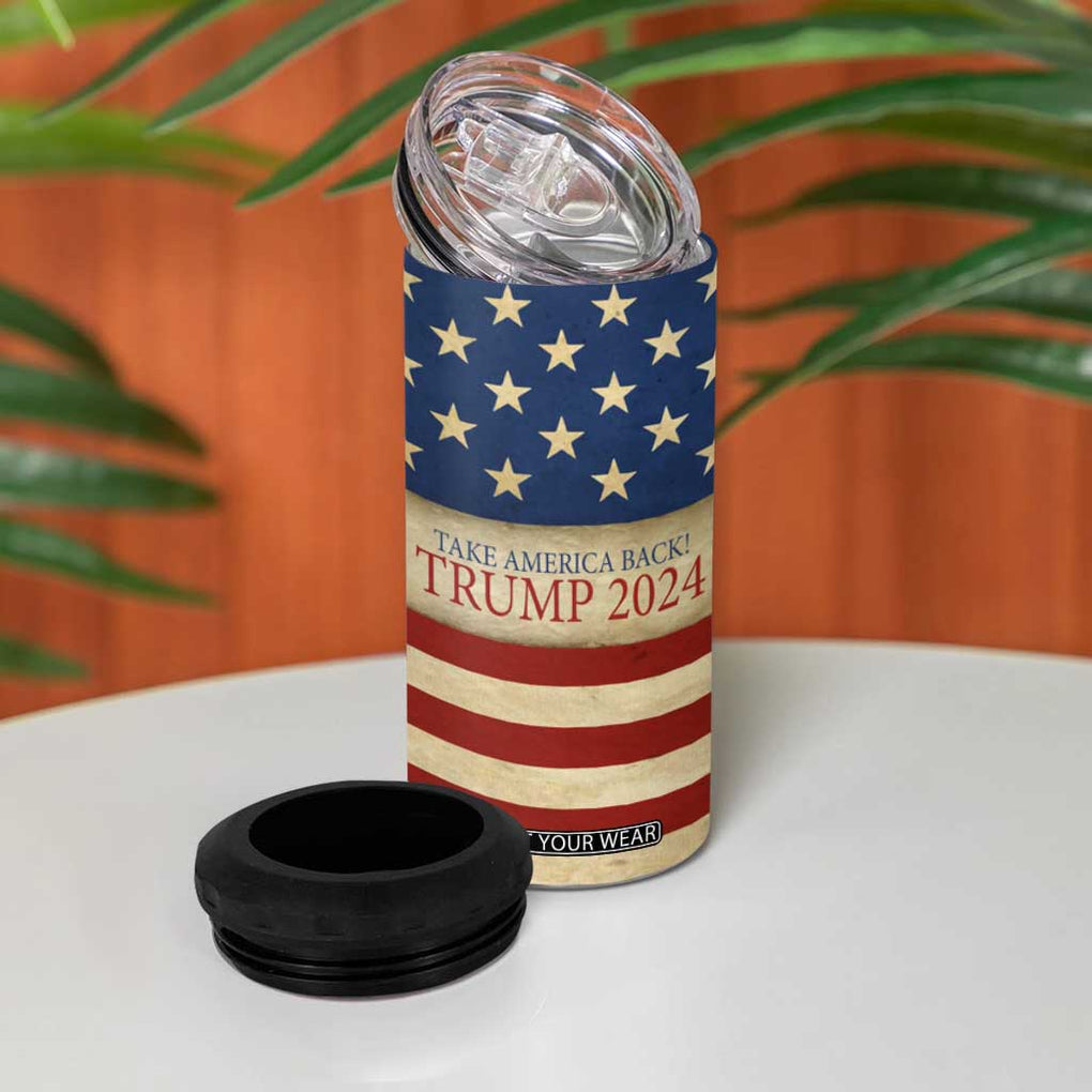 Trump 2024 4 in 1 Can Cooler Tumbler Take America Back American Flag TB09 Print Your Wear