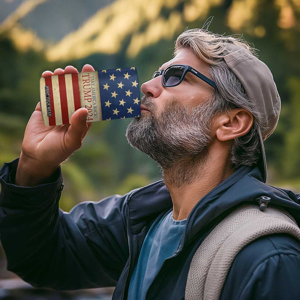 Trump 2024 4 in 1 Can Cooler Tumbler Take America Back American Flag TB09 Print Your Wear