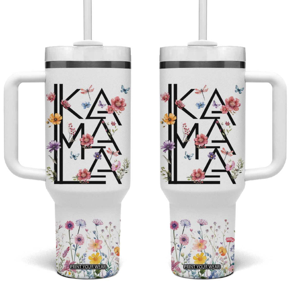 Kamala 2024 Tumbler With Handle Madam President Wild Flower Harris Supporter TB09 One Size: 40 oz Beige Print Your Wear