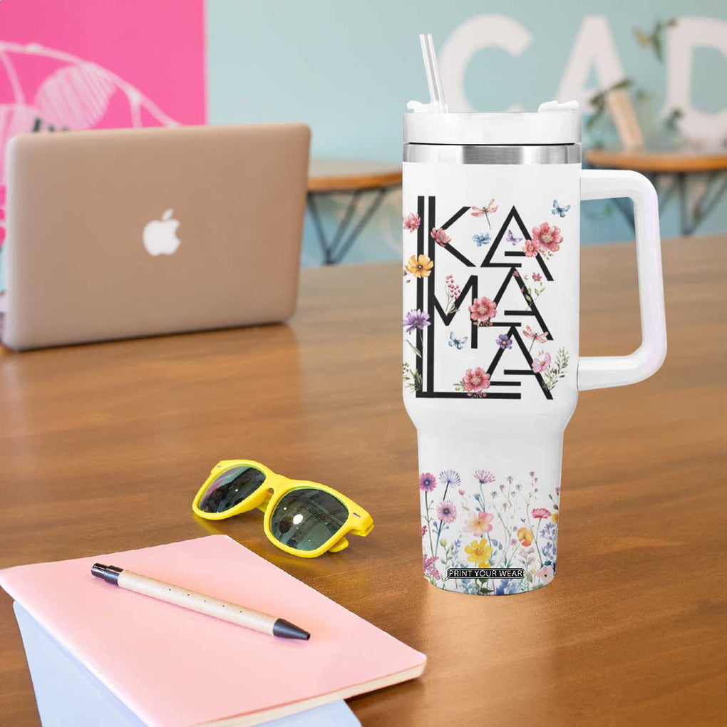 Kamala 2024 Tumbler With Handle Madam President Wild Flower Harris Supporter TB09 Print Your Wear