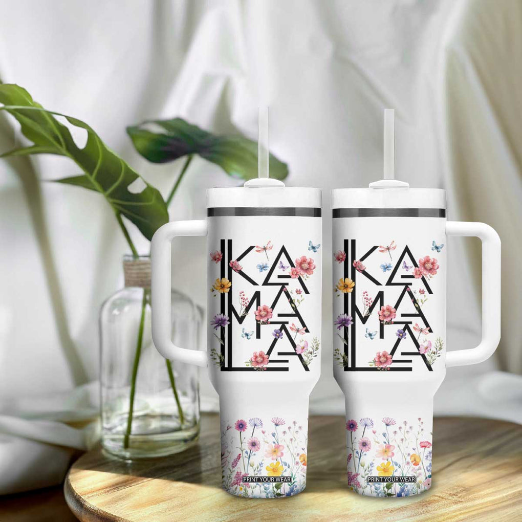 Kamala 2024 Tumbler With Handle Madam President Wild Flower Harris Supporter TB09 Print Your Wear