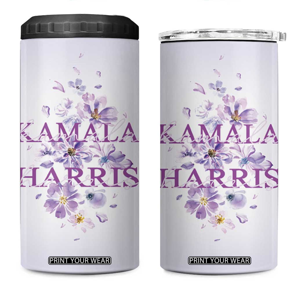 Kamala 2024 4 in 1 Can Cooler Tumbler US Madam President Flower Harris Supporter TB09 One Size: 16 oz Violet Print Your Wear