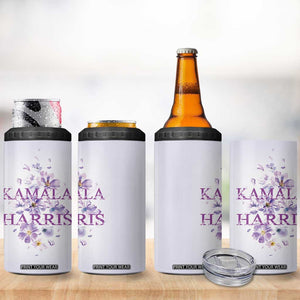 Kamala 2024 4 in 1 Can Cooler Tumbler US Madam President Flower Harris Supporter TB09 Print Your Wear