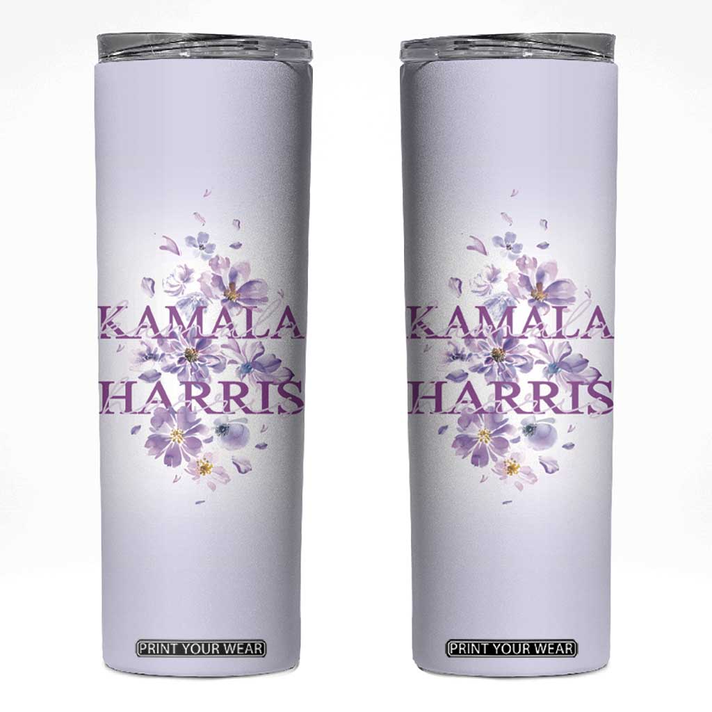 Kamala 2024 Skinny Tumbler US Madam President Flower Harris Supporter TB09 Violet Print Your Wear