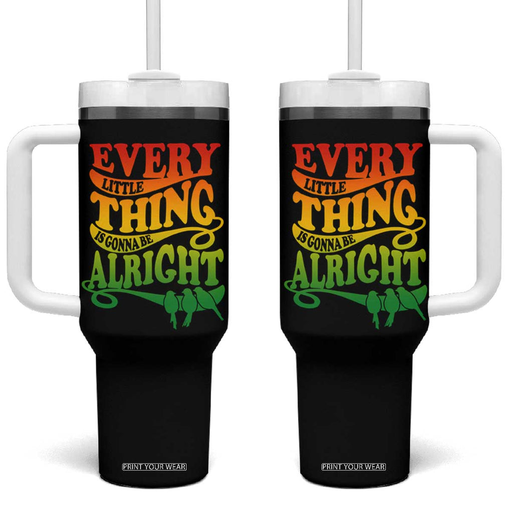 Jamaica Reggae Tumbler With Handle Every Little Thing Gonna Be Alright Good Vibes TB09 One Size: 40 oz Black Print Your Wear