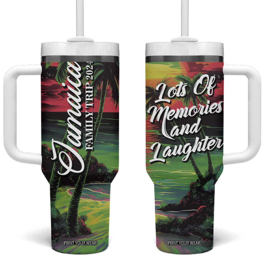 Jamaica Family Trip 2024 Souvenir Tumbler With Handle Jamaican Beach Vacation Lots Of Memories And Laughter TB09 One Size: 40 oz Reggae Print Your Wear