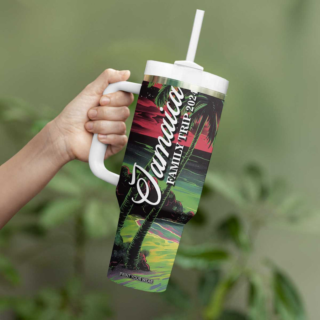 Jamaica Family Trip 2024 Souvenir Tumbler With Handle Jamaican Beach Vacation Lots Of Memories And Laughter TB09 Print Your Wear