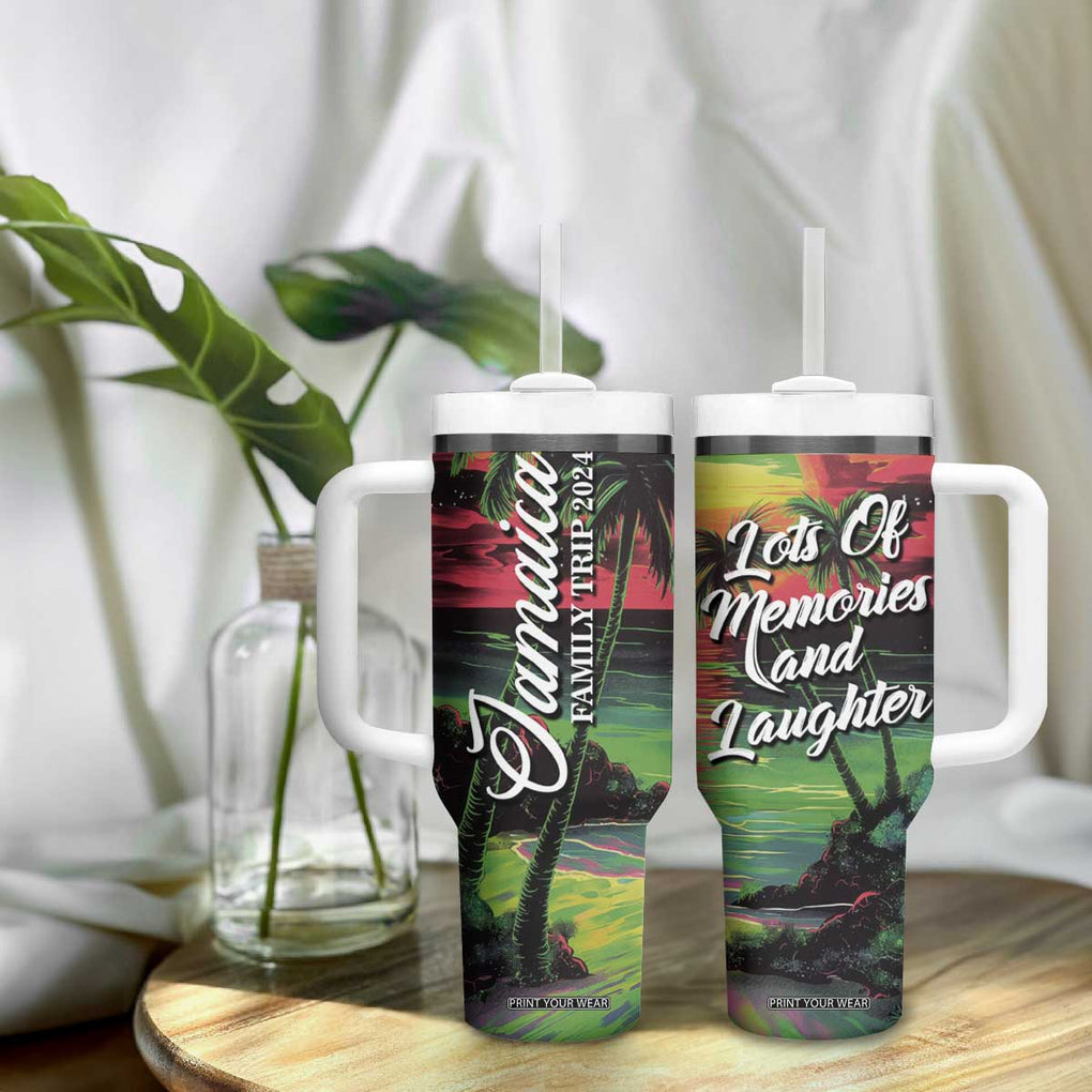 Jamaica Family Trip 2024 Souvenir Tumbler With Handle Jamaican Beach Vacation Lots Of Memories And Laughter TB09 Print Your Wear