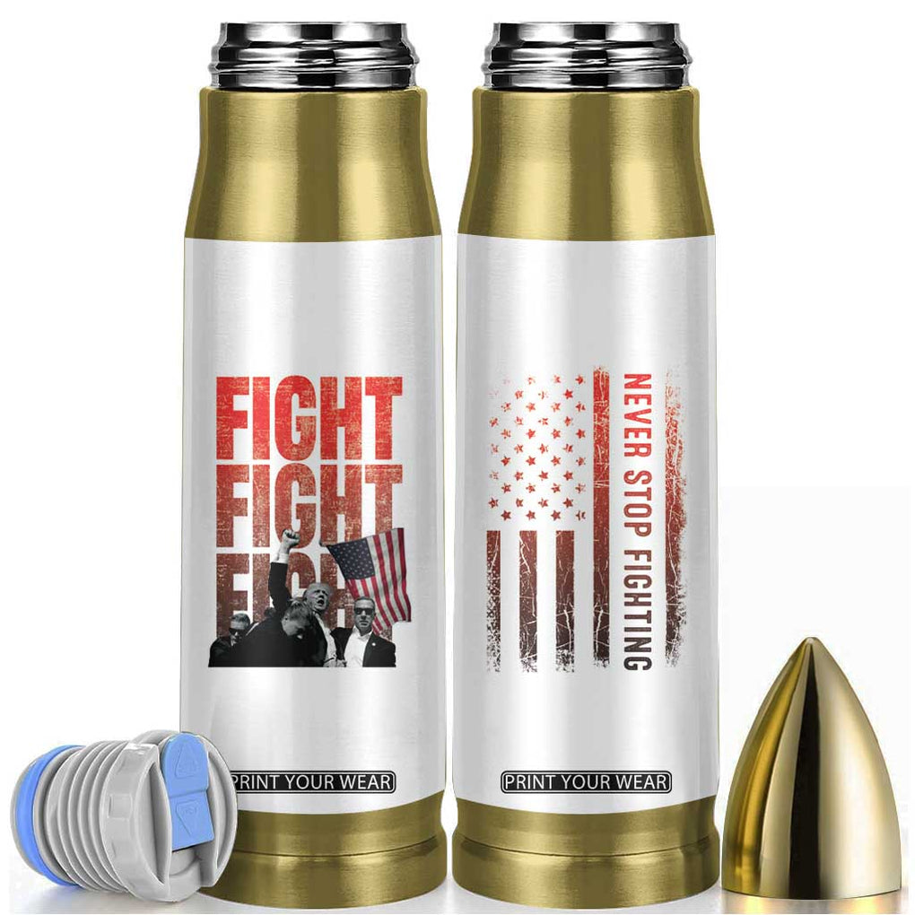 Trump Raise Fist Bullet Tumbler Fight Never Stop Fighting 2024 American Flag TB09 White Print Your Wear