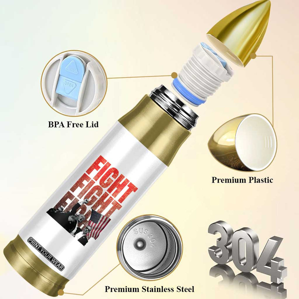 Trump Raise Fist Bullet Tumbler Fight Never Stop Fighting 2024 American Flag TB09 Print Your Wear