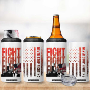 Trump Raise Fist 4 in 1 Can Cooler Tumbler Fight Never Stop Fighting 2024 American Flag TB09 Print Your Wear