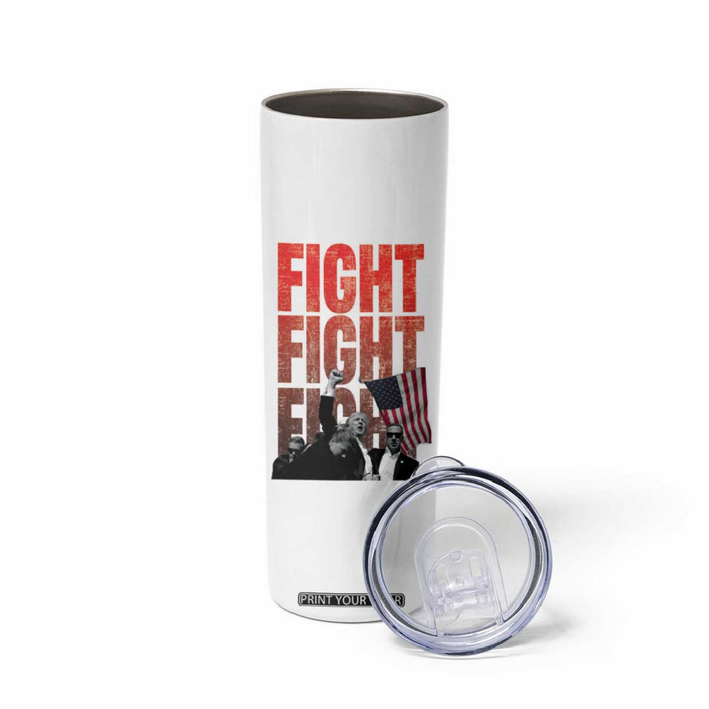 Trump Raise Fist Skinny Tumbler Fight Never Stop Fighting 2024 American Flag TB09 Print Your Wear