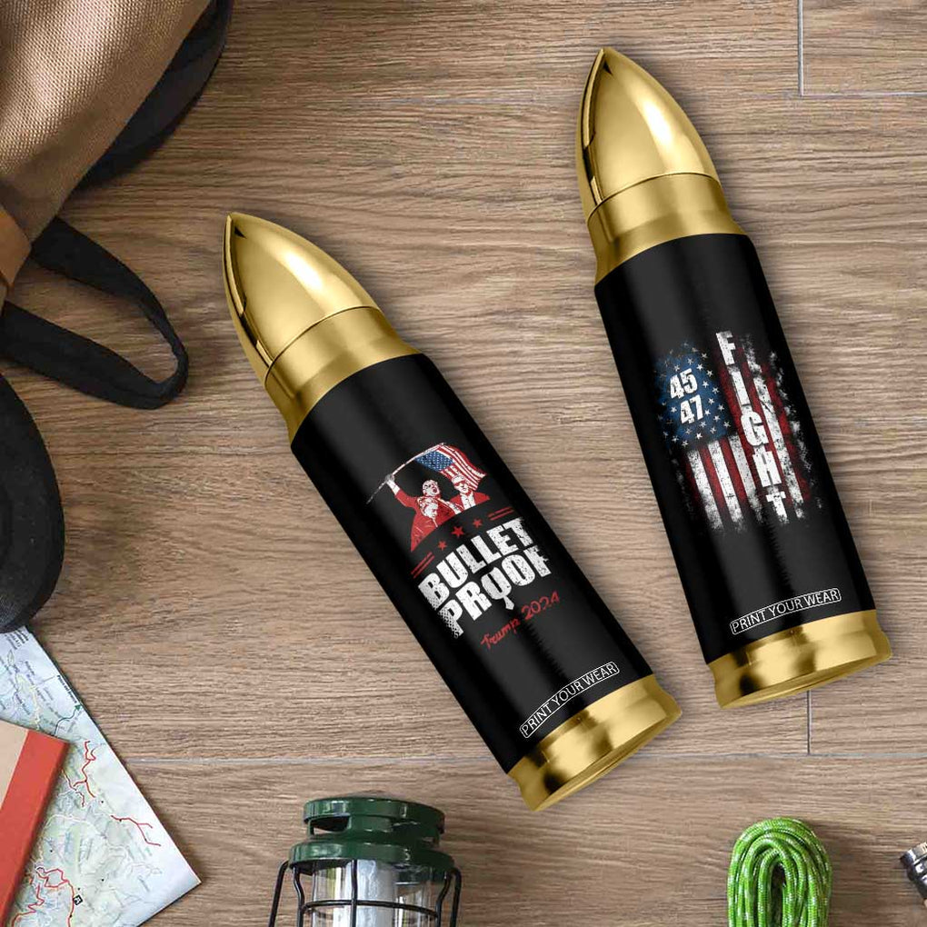 Trump 2024 Bulletproof Bullet Tumbler US President 45 47 America Flag TB09 Print Your Wear