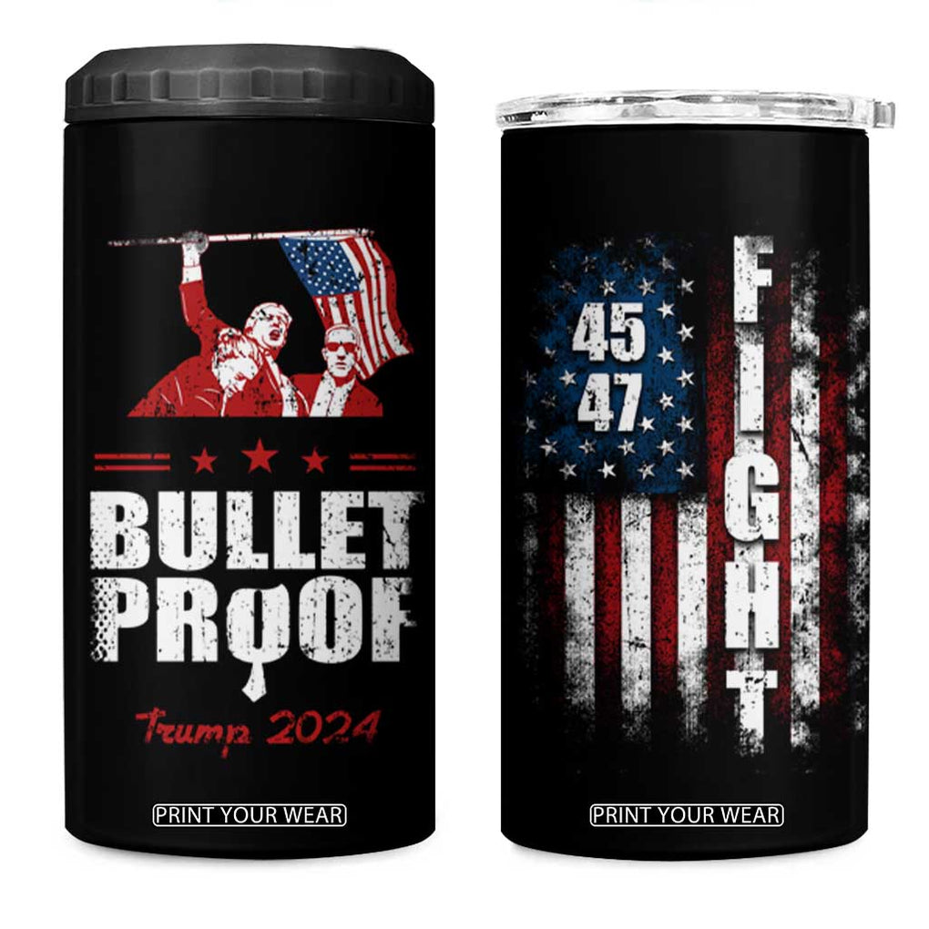 Trump 2024 Bulletproof 4 in 1 Can Cooler Tumbler US President 45 47 America Flag TB09 One Size: 16 oz Black Print Your Wear