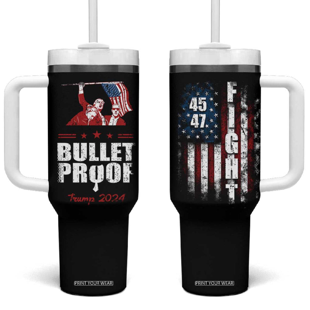 Trump 2024 Bulletproof Tumbler With Handle US President 45 47 America Flag TB09 One Size: 40 oz Black Print Your Wear