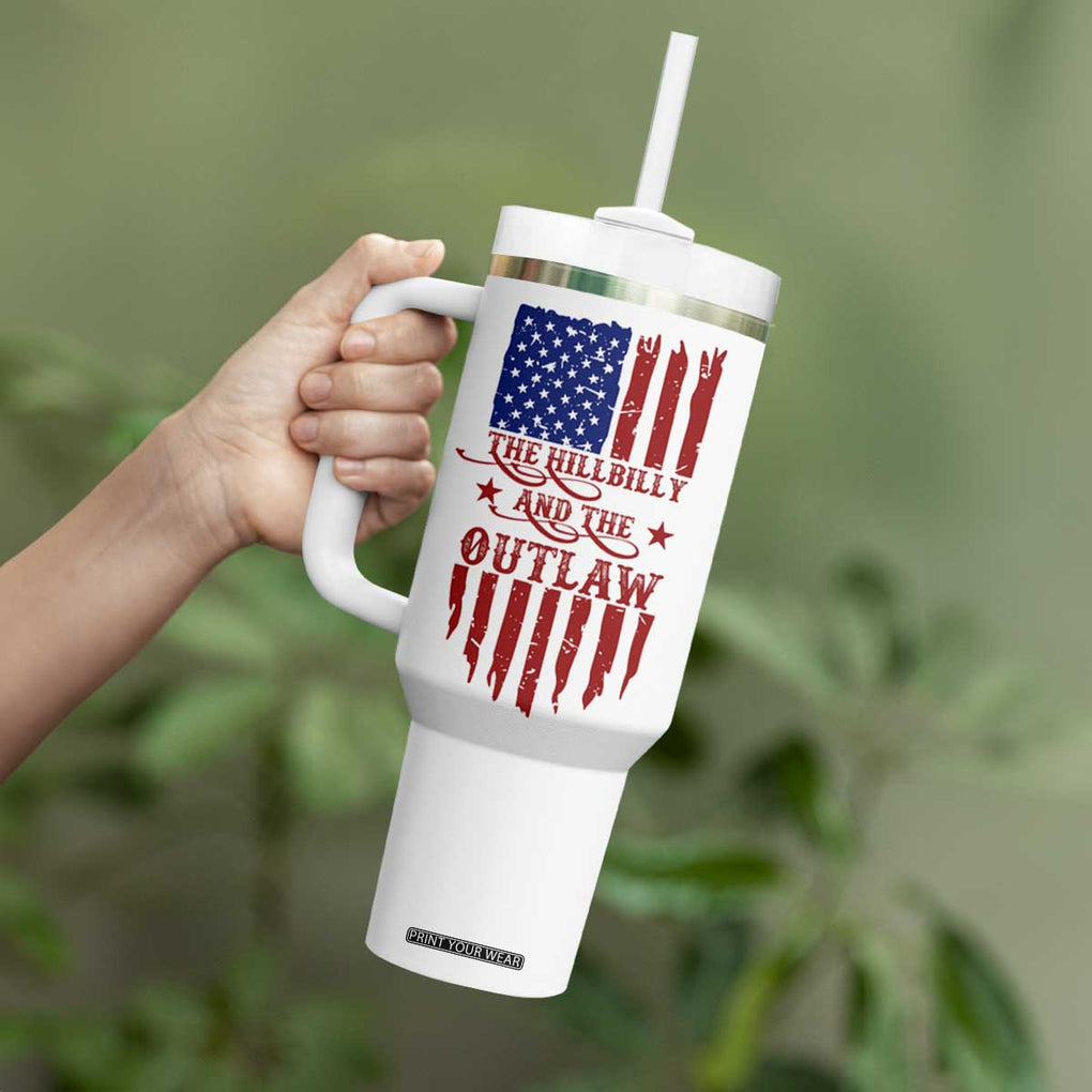 Outlaw Hillbilly 2024 Tumbler With Handle Vote For Trump Vance America Flag TB09 Print Your Wear
