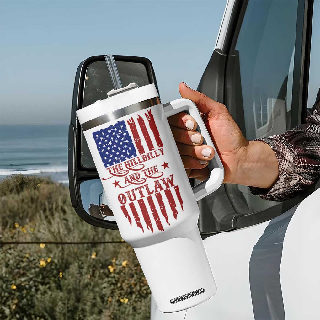 Outlaw Hillbilly 2024 Tumbler With Handle Vote For Trump Vance America Flag TB09 Print Your Wear