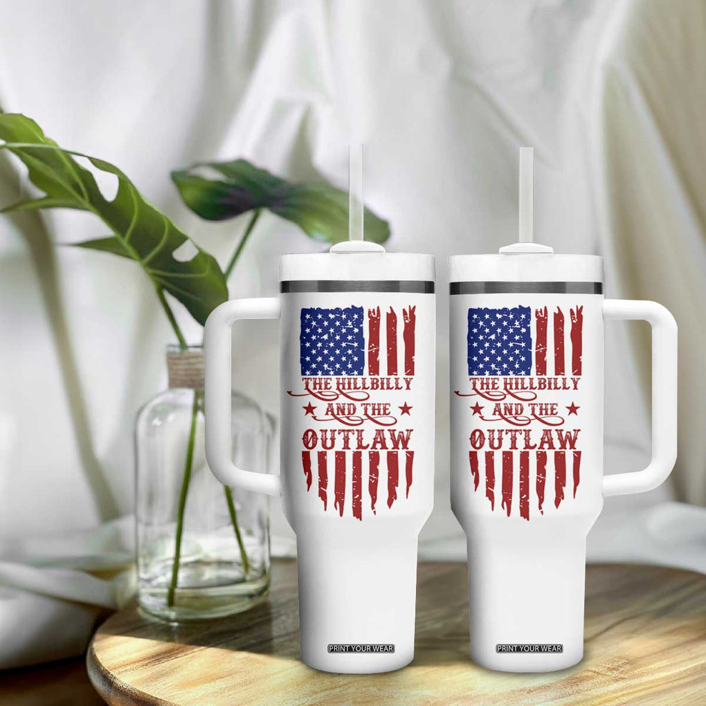 Outlaw Hillbilly 2024 Tumbler With Handle Vote For Trump Vance America Flag TB09 Print Your Wear