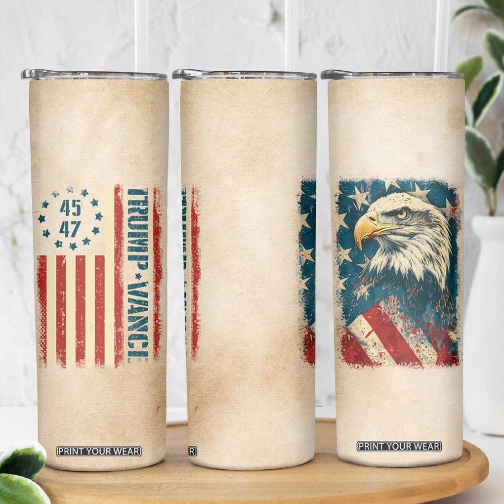 Trump Vance 2024 Skinny Tumbler US President 45 47 Eagle American Flag TB09 Print Your Wear