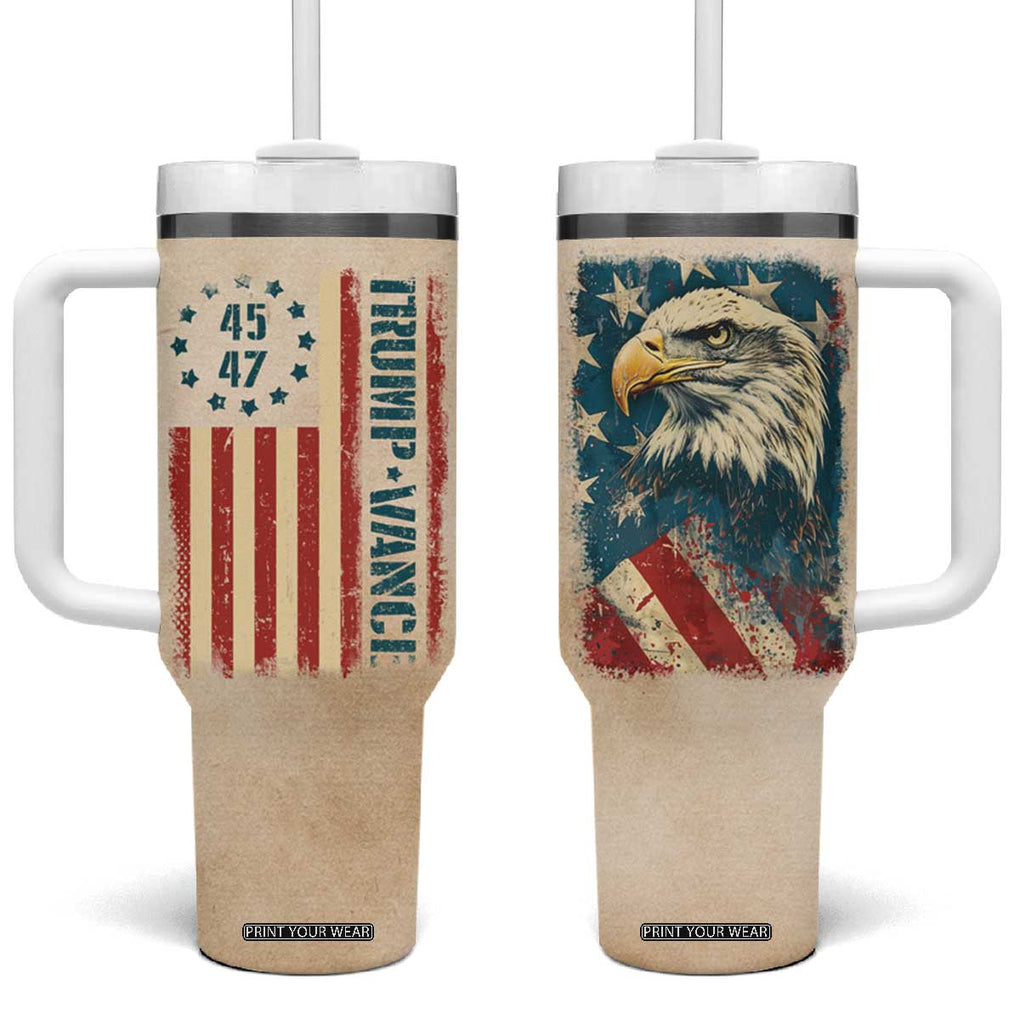 Trump Vance 2024 Tumbler With Handle US President 45 47 Eagle American Flag TB09 One Size: 40 oz Old Paper Print Your Wear
