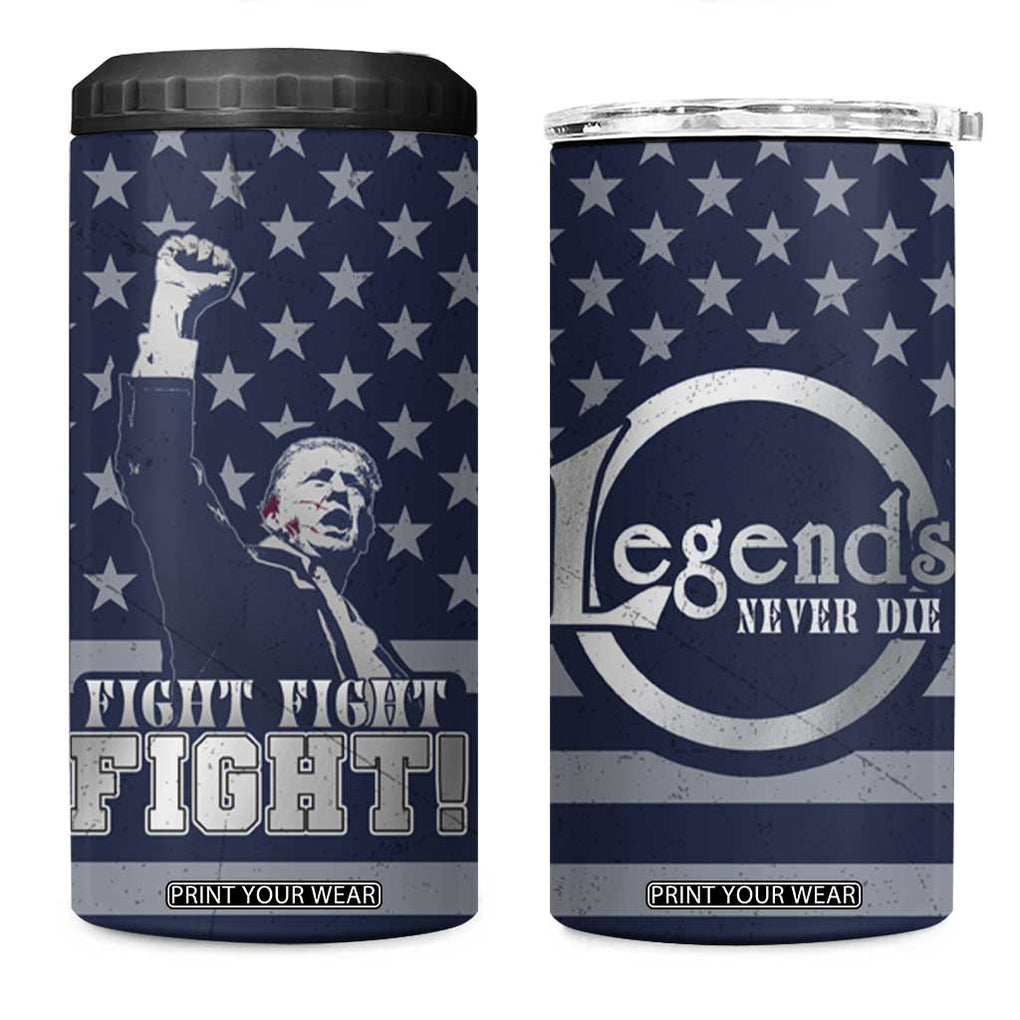 Trump 2024 4 in 1 Can Cooler Tumbler Legend Never Die Fight For America Flag TB09 One Size: 16 oz Navy Print Your Wear