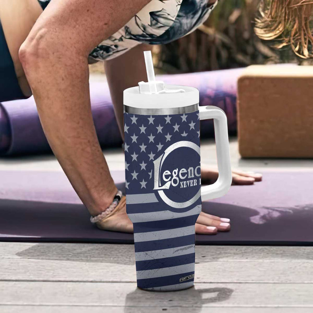 Trump 2024 Tumbler With Handle Legend Never Die Fight For America Flag TB09 Print Your Wear
