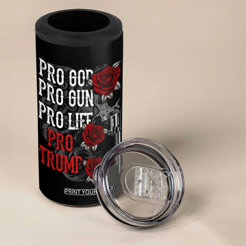 Trump Support 4 in 1 Can Cooler Tumbler Pro God Gun Life Pro Trump 2024 TB09 Print Your Wear