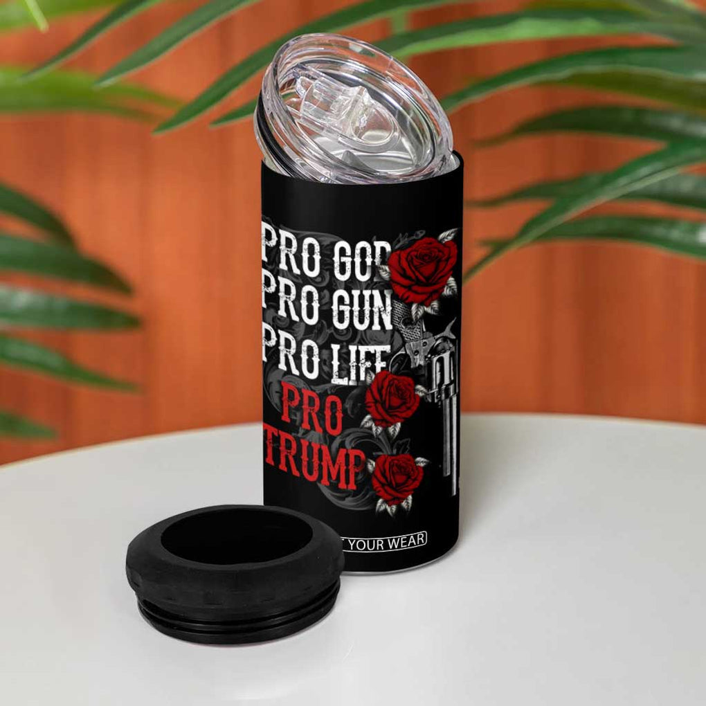 Trump Support 4 in 1 Can Cooler Tumbler Pro God Gun Life Pro Trump 2024 TB09 Print Your Wear