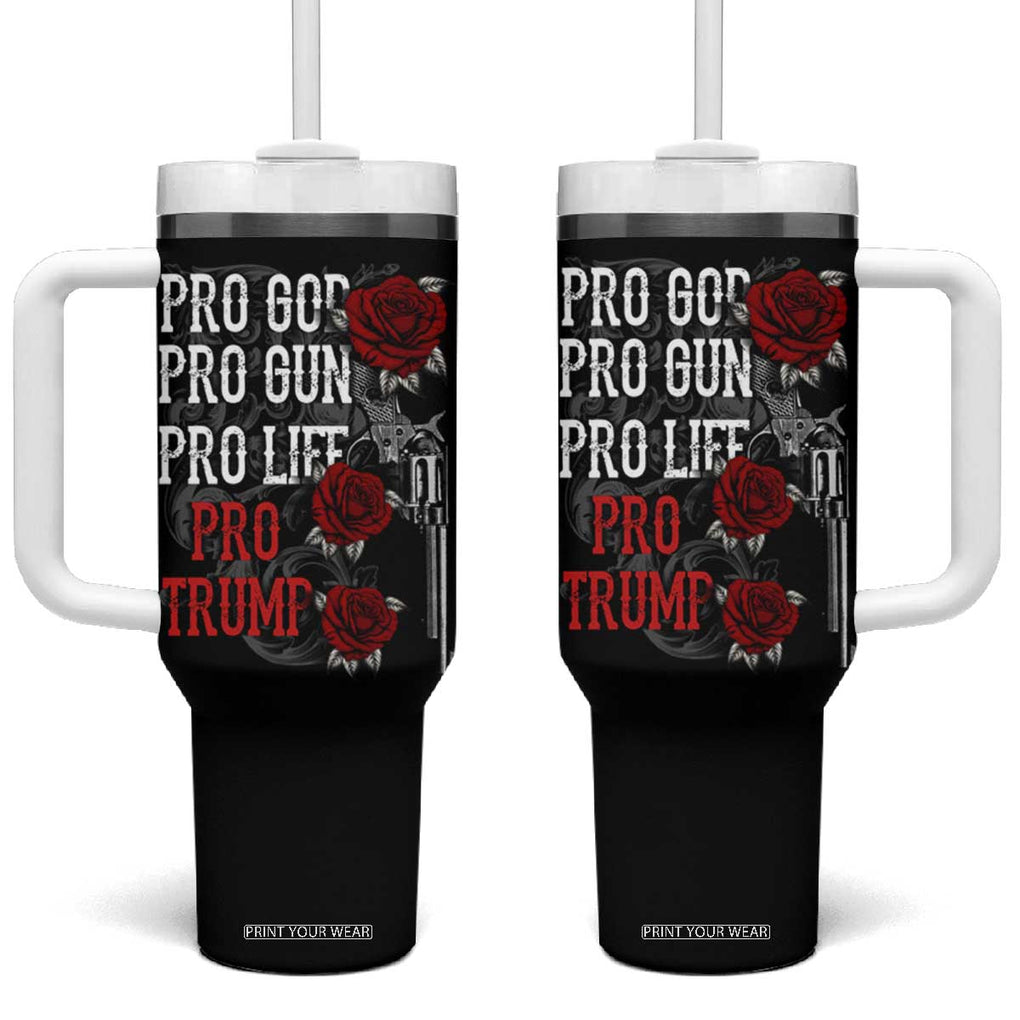 Trump Support Tumbler With Handle Pro God Gun Life Pro Trump 2024 TB09 One Size: 40 oz Black Print Your Wear