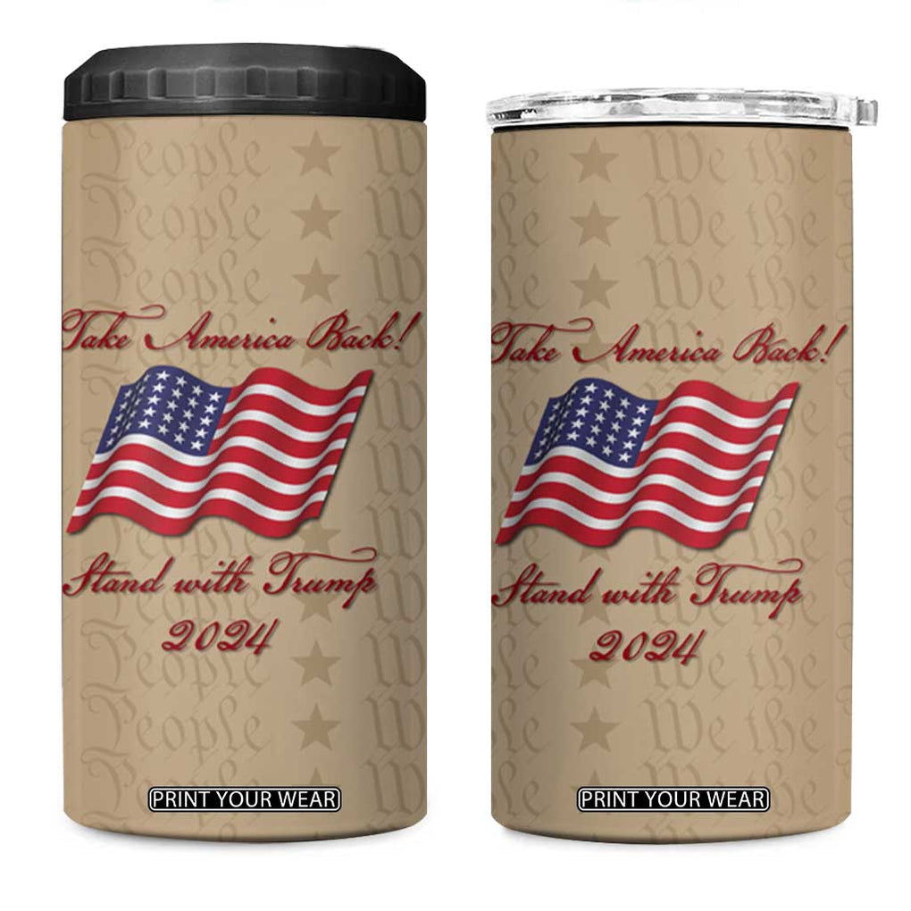 Trump 2024 4 in 1 Can Cooler Tumbler Take America Back Stand With Trump TB09 One Size: 16 oz Old Paper Print Your Wear