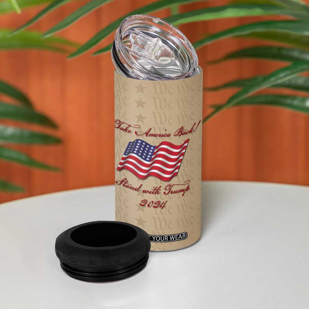 Trump 2024 4 in 1 Can Cooler Tumbler Take America Back Stand With Trump TB09 Print Your Wear