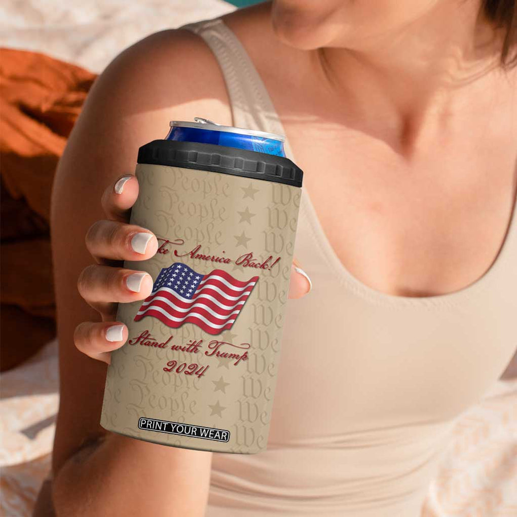 Trump 2024 4 in 1 Can Cooler Tumbler Take America Back Stand With Trump TB09 Print Your Wear