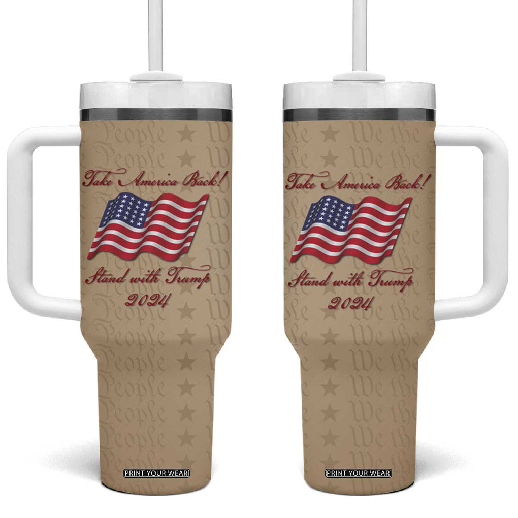 Trump 2024 Tumbler With Handle Take America Back Stand With Trump TB09 One Size: 40 oz Old Paper Print Your Wear