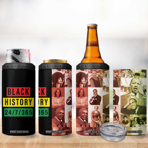 Black Pride 4 in 1 Can Cooler Tumbler Black History 24/7/365 Melanin Civil Rights Leaders TB09 Print Your Wear