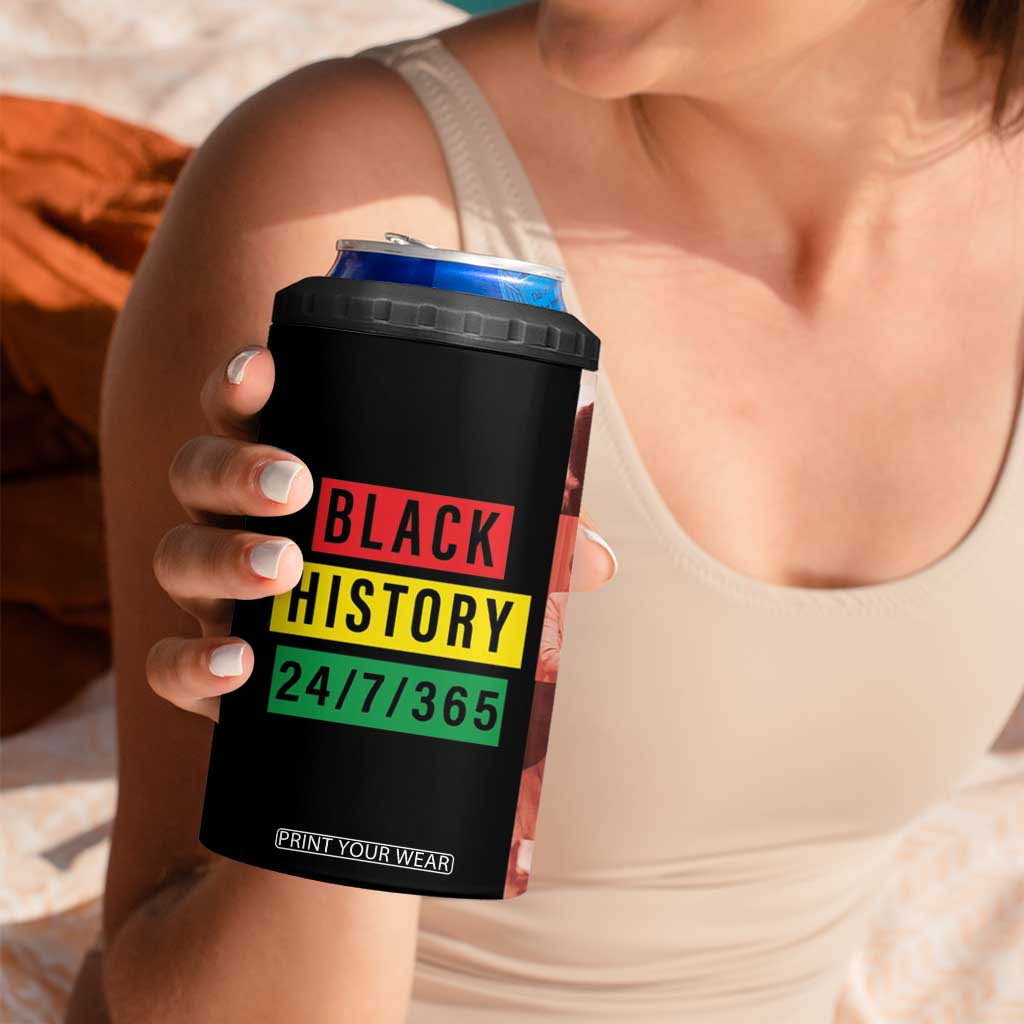 Black Pride 4 in 1 Can Cooler Tumbler Black History 24/7/365 Melanin Civil Rights Leaders TB09 Print Your Wear