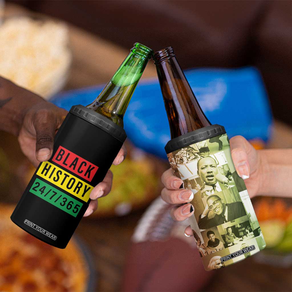Black Pride 4 in 1 Can Cooler Tumbler Black History 24/7/365 Melanin Civil Rights Leaders TB09 Print Your Wear