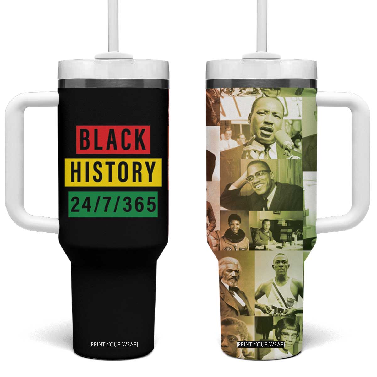 Black Pride Tumbler With Handle Black History 24/7/365 Melanin Civil Rights Leaders TB09 One Size: 40 oz Black Pride Print Your Wear
