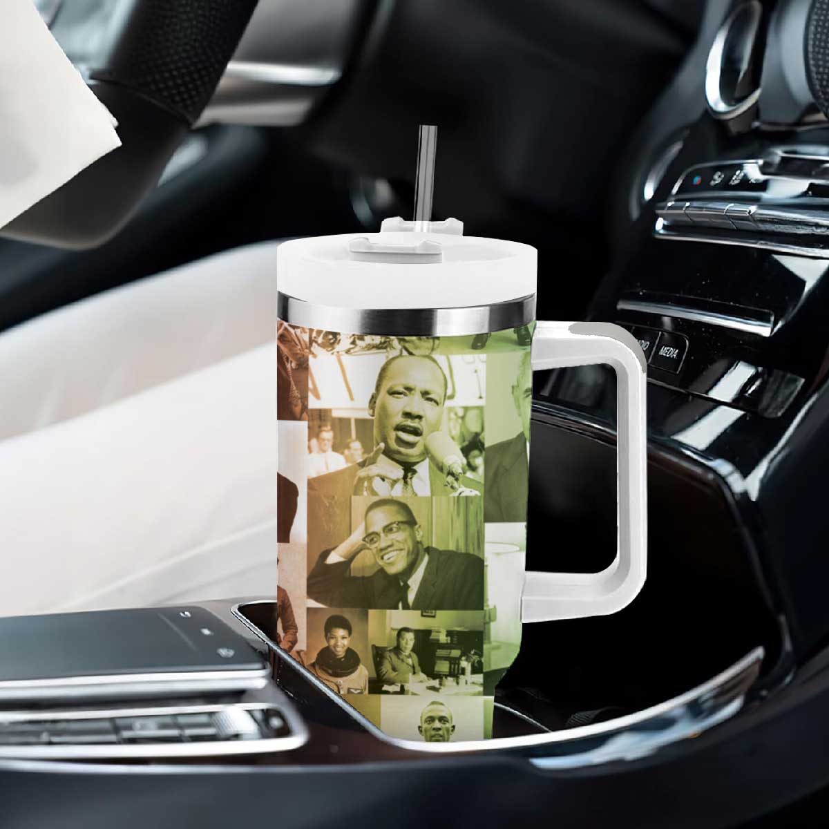 Black Pride Tumbler With Handle Black History 24/7/365 Melanin Civil Rights Leaders TB09 Print Your Wear