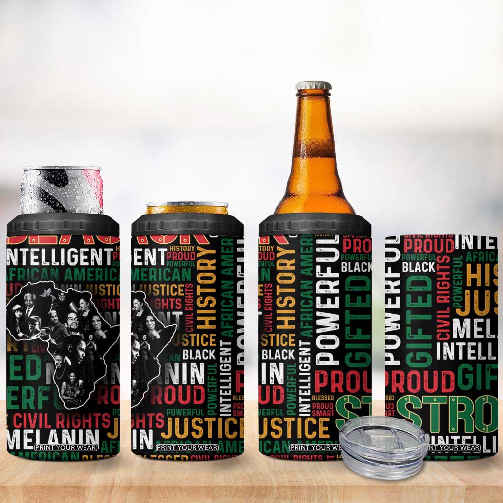 Black History Leaders 4 in 1 Can Cooler Tumbler MLK Malcolm X Obama Nelson Civil Rights Leaders Melanin African Pride TB09 Print Your Wear