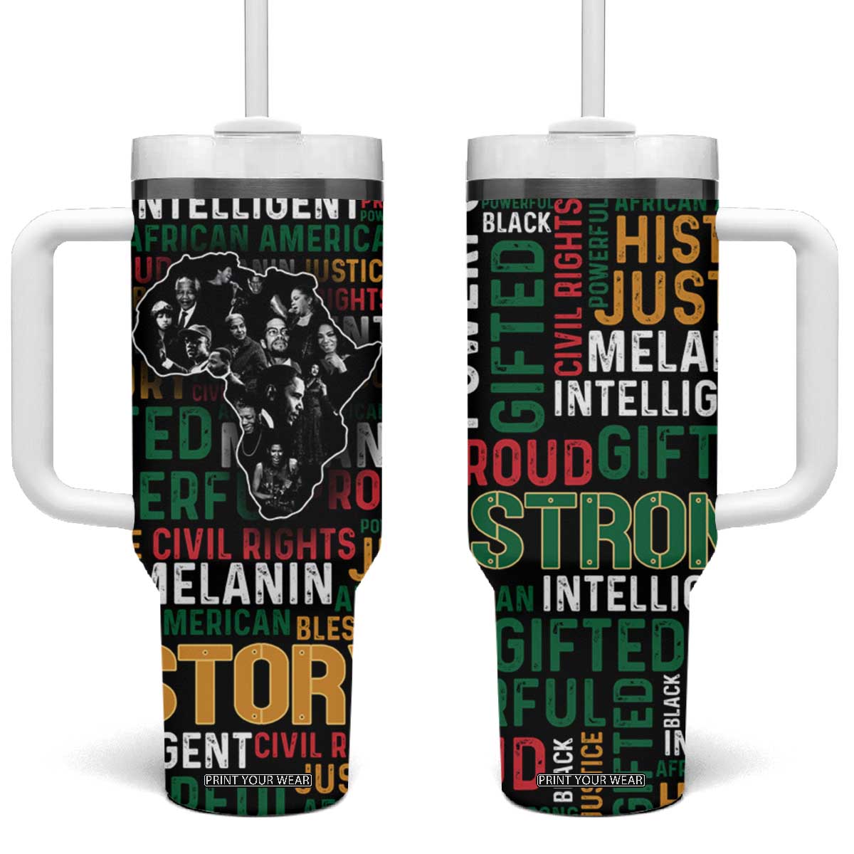 Black History Leaders Tumbler With Handle MLK Malcolm X Obama Nelson Civil Rights Leaders Melanin African Pride TB09 One Size: 40 oz Black Pride Print Your Wear