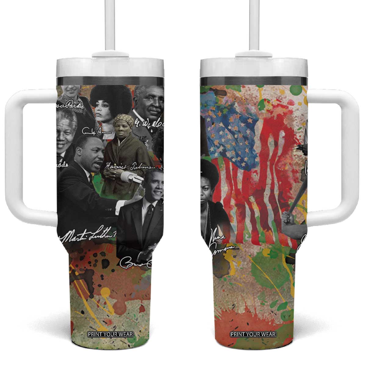 Black History Tumbler With Handle MLK Obama Kamala Malcolm X Harriet James Baldwin Black Pride TB09 One Size: 40 oz Black Pride Print Your Wear
