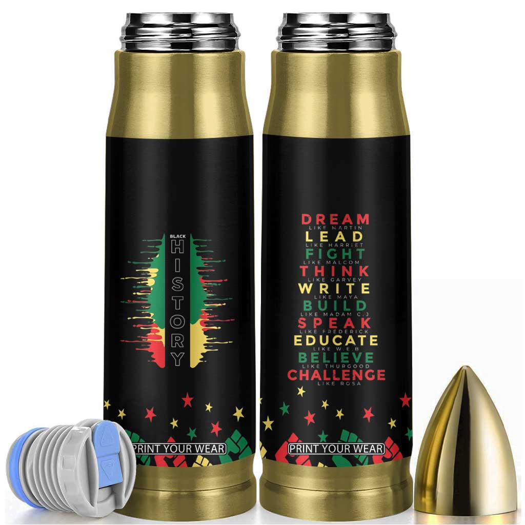 Black History Bullet Tumbler Dream Like Martin Lead Like Harriet Fight Like Malcolm Black Pride TB09 Black Print Your Wear