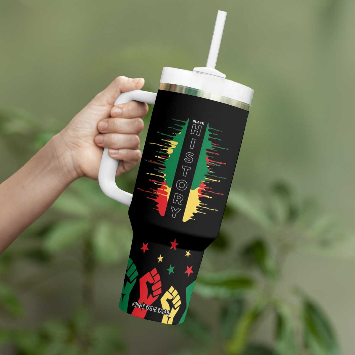 Black History Tumbler With Handle Dream Like Martin Lead Like Harriet Fight Like Malcolm Black Pride TB09 Print Your Wear