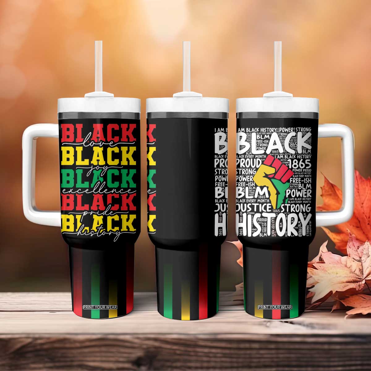 Black Pride Tumbler With Handle Black Love Joy Excellence Pride BLM Black History TB09 Print Your Wear