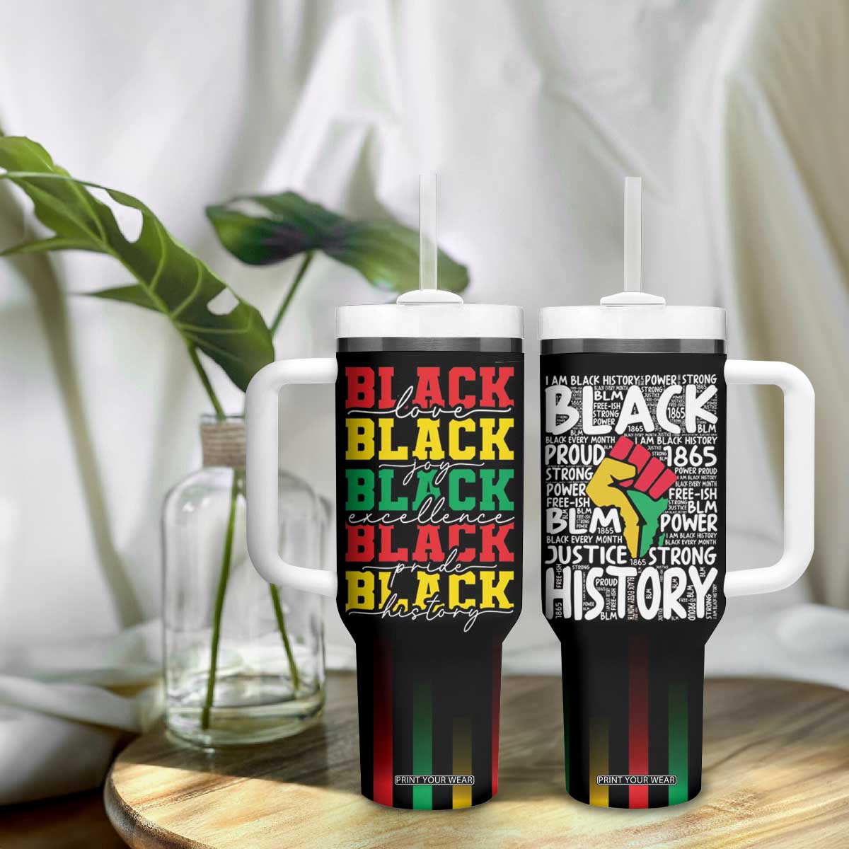Black Pride Tumbler With Handle Black Love Joy Excellence Pride BLM Black History TB09 Print Your Wear