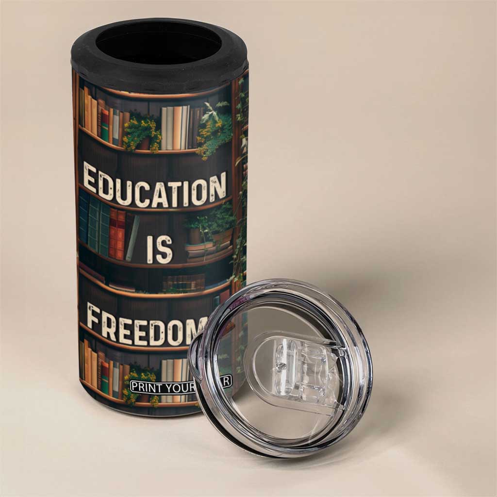 Black Educator 4 in 1 Can Cooler Tumbler Education Is Freedom Bookish Black History TB09 Print Your Wear