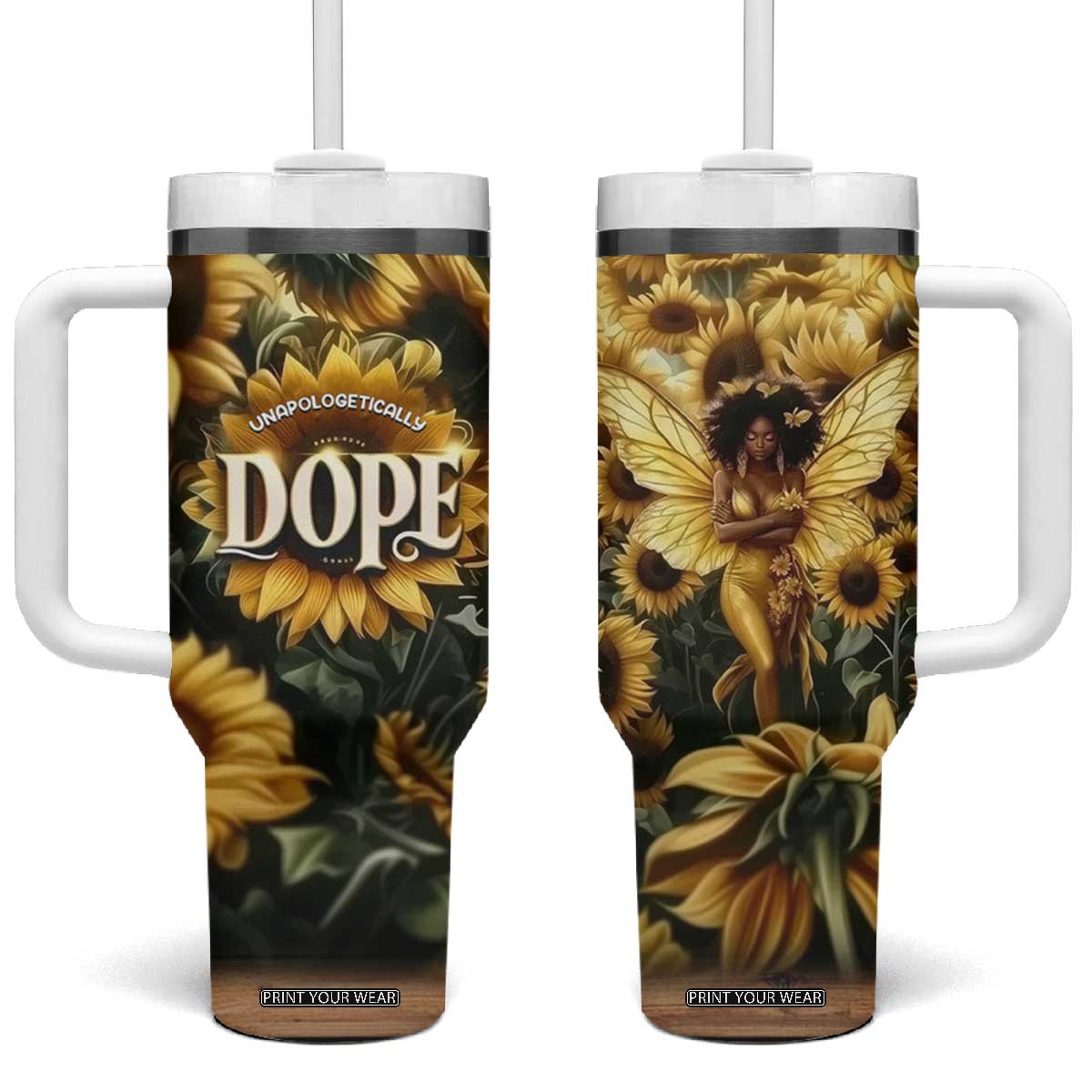 Black Women Tumbler With Handle Unapologetically Dope Pretty Melanin Pride TB09 One Size: 40 oz Sunflower Print Your Wear