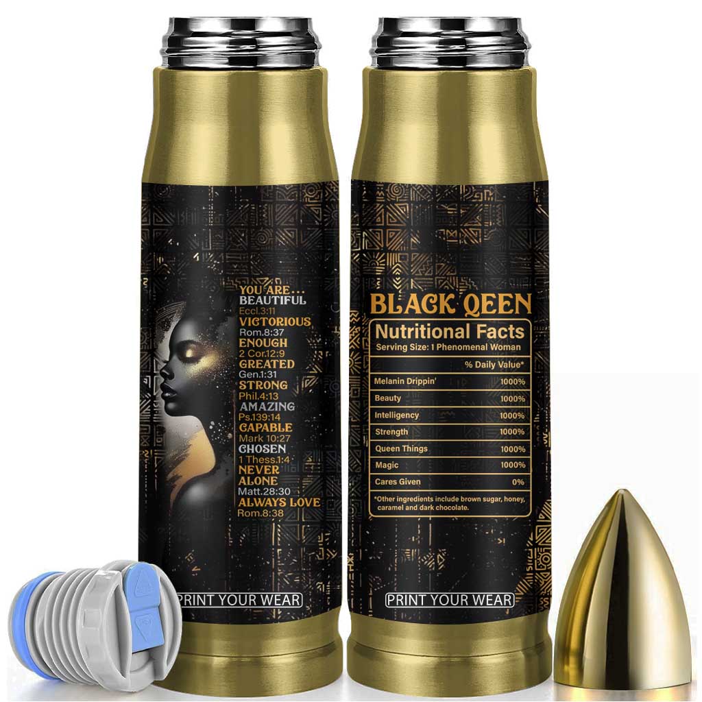 Black Women Inspire Bullet Tumbler African Queen Beautiful Victorious Enough Gift For Her TB09 Black Gold Print Your Wear
