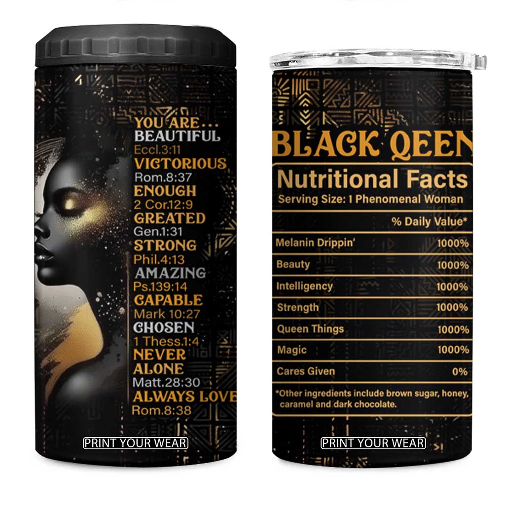 Black Women Inspire 4 in 1 Can Cooler Tumbler African Queen Beautiful Victorious Enough Gift For Her TB09 One Size: 16 oz Black Gold Print Your Wear
