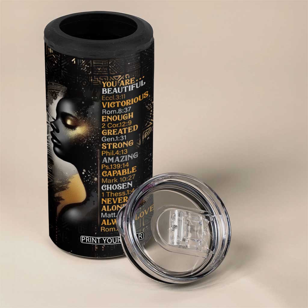 Black Women Inspire 4 in 1 Can Cooler Tumbler African Queen Beautiful Victorious Enough Gift For Her TB09 Print Your Wear
